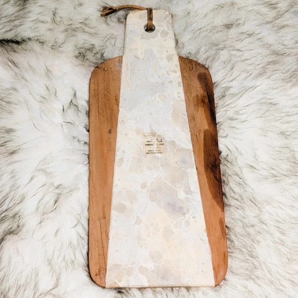 Anthropologie Marbled Acacia Cheese Board